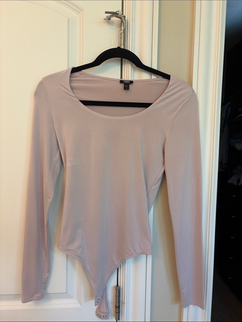 Express Long-Sleeve Scoop Neck Bodysuit in Mauve
